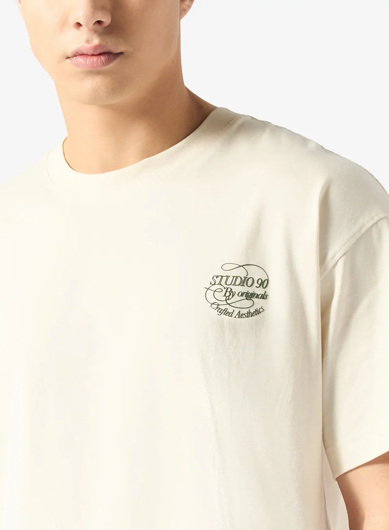 JACK & JONES Antique White Logo Crew Neck T-Shirt for Men | Best Price UAE