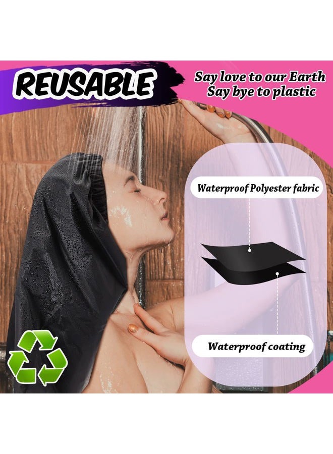 Satinior Braid Shower Cap Large Jumbo for Adjustable and Foldable with Drying Loop Extra Big Plastic Long Curly Hair Braids (Black, Purple) - Image 5