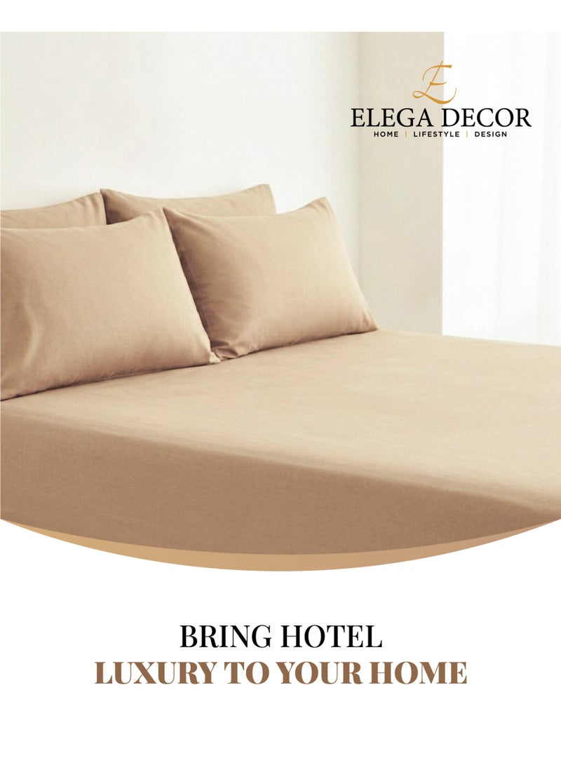 Elega Decor 210TC Cotton Satin Double Solid Bed Sheet Set 3PC | Soft Breathable Satin Flat Sheet 206x250 cm | 2 pillowcases 50x75 cm | OEKO-TEX & ECAS Certified - Image 1
