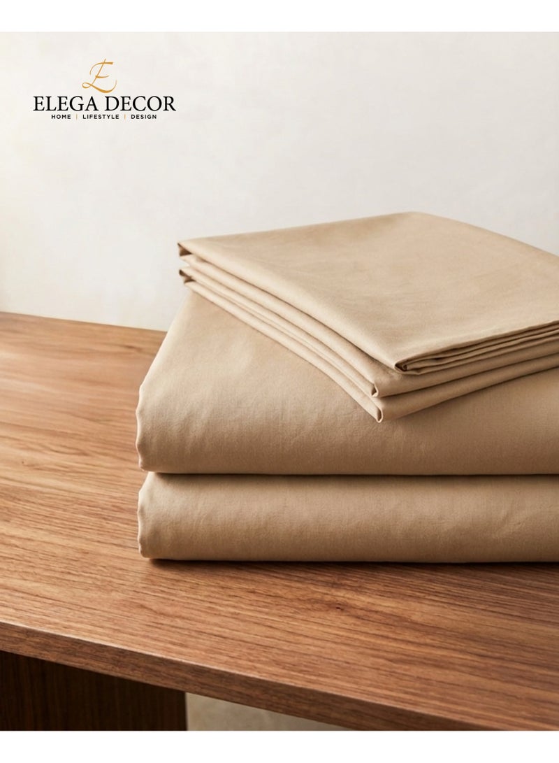 Elega Decor 210TC Cotton Satin Double Solid Bed Sheet Set 3PC | Soft Breathable Satin Flat Sheet 206x250 cm | 2 pillowcases 50x75 cm | OEKO-TEX & ECAS Certified - Image 2