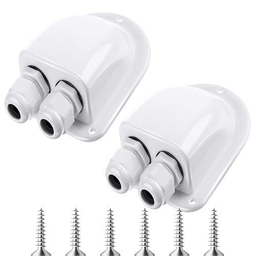 Enhon 2 Pack Solar Cable Entry Gland, Weather Resistant Solar Gland, Dual Cable Entry Housing for All Types 3mm² to 10mm² RV, Caravan, Marine, Boat, Cabin (White) - Image 1