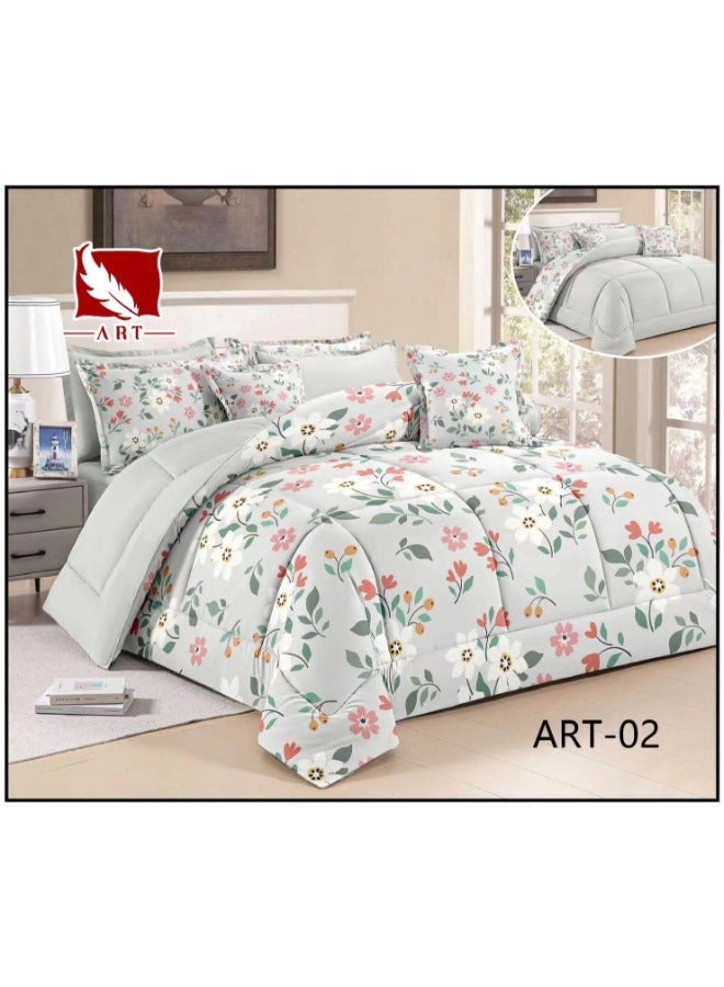 ART 7-Piece Double Bedspread Set – Colorful Floral Design – 220×240 cm