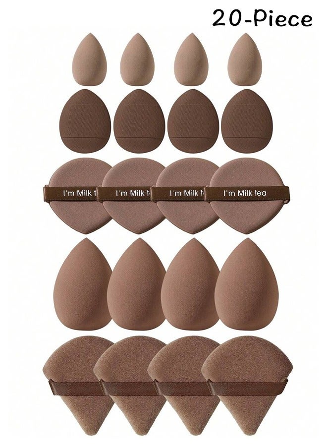Generic 20-Piece Makeup Sponge Set - Mini Blender Sponges for Liquid, Cream, and Powder Makeup (Brown)  - Image 1