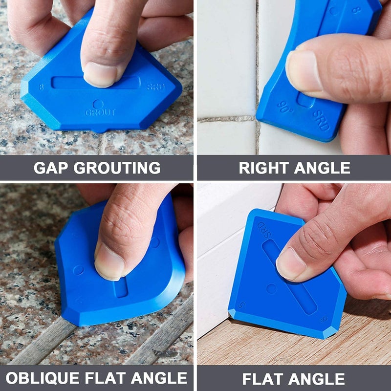 CATSON 5 in 1 Caulking Tool Kit Sealant Finishing Tool Caulk Remover Mastic Tools Grout Scraper with Stainless Steel Head Silicone Sealant Remover for Window Sink Joint Floor Corner - Image 3
