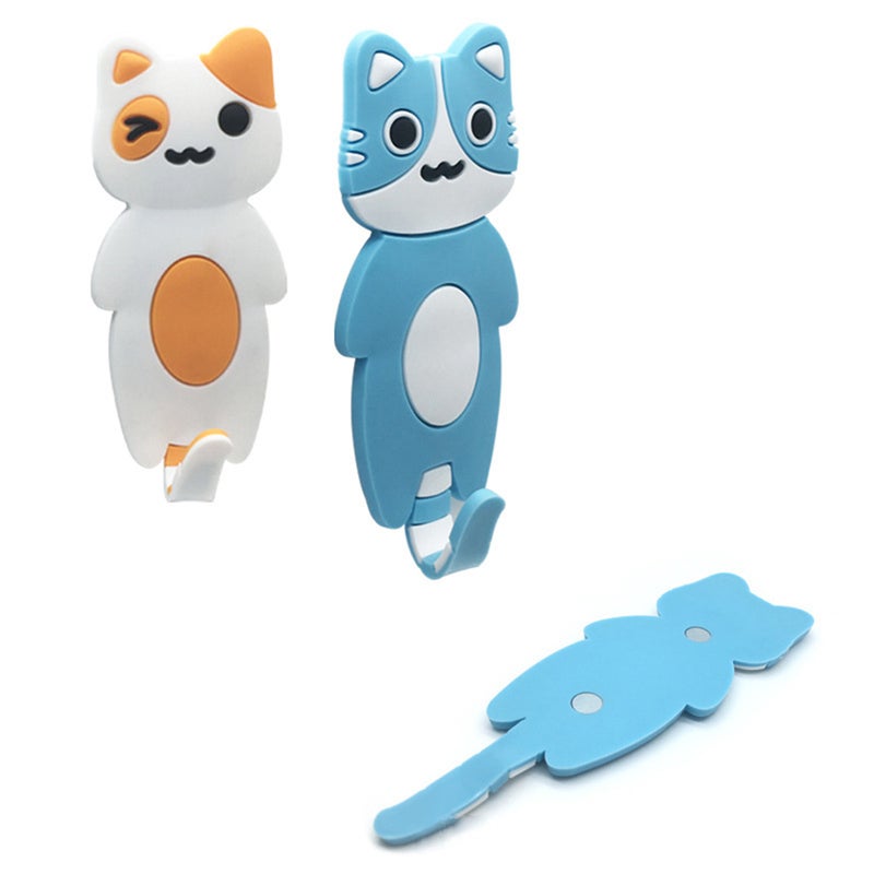 1PC Colorful Cat Hook Lovely Cat Fridge Multi-purpose Fridge Hook Household Decor for Home (Sky- ) - Image 2