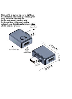 Generic Type-c To Lighting Headset Adapter Support Mobile Phone Listening To Music Call Built-in Lossless Decoding Chip-Interface Form:C To Lightning Headphone Adapter Gray Side Bend  - Image 1