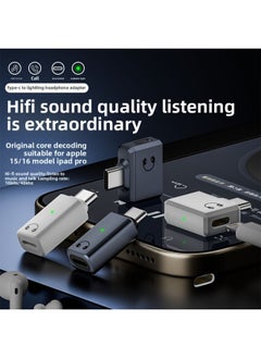 Generic Type-c To Lighting Headset Adapter Support Mobile Phone Listening To Music Call Built-in Lossless Decoding Chip-Interface Form:C To Lightning Headphone Adapter Gray Side Bend  - Image 2