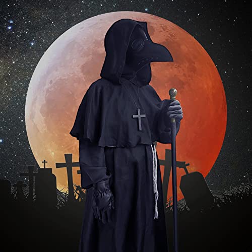 WKLOUYHE Plague Doctor Costume Plague Doctor Mask for Adults Men Woman Teenagers, Cosplay Halloween (black, S) - Image 5
