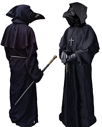 WKLOUYHE Plague Doctor Costume Plague Doctor Mask for Adults Men Woman Teenagers, Cosplay Halloween (black, S) - Image 4