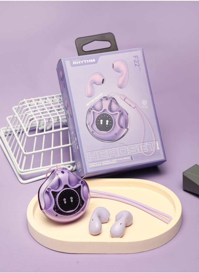 Bluetooth headset wireless sports high-value e-sports game noise cancelling semi-in-ear purple for iPhone, Android