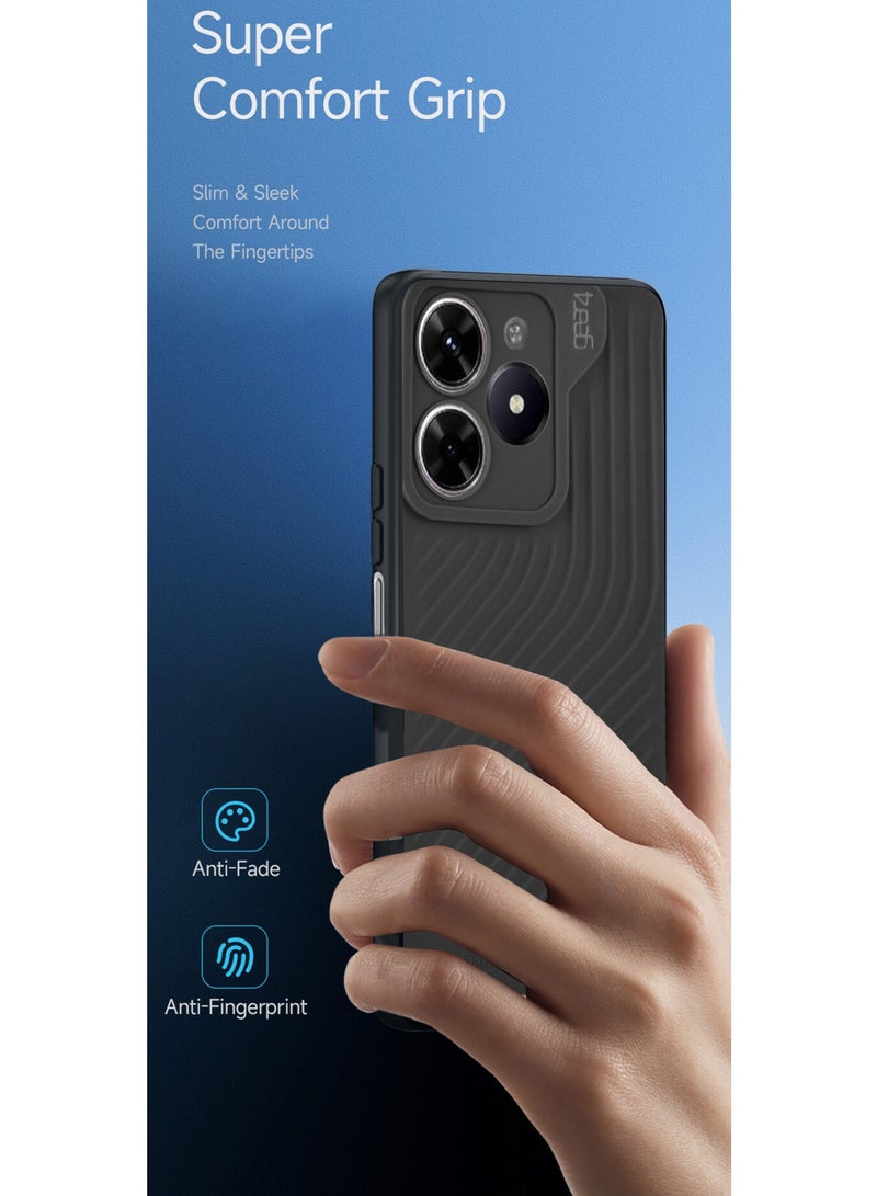 جيرفور غطاء حماية من السيليكون السائل الناعم مع نسيج متموج لهاتف Realme C61 / Realme C63 4G 2024 Gear4 أسود - Image 2