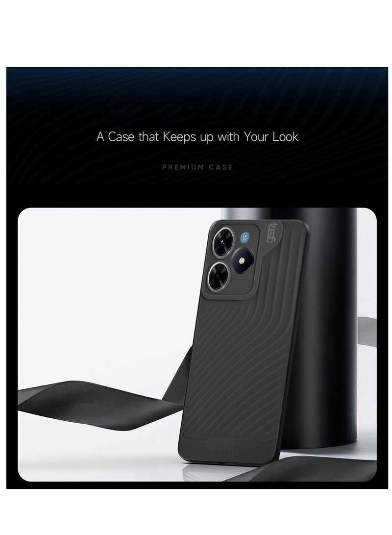 جيرفور غطاء حماية من السيليكون السائل الناعم مع نسيج متموج لهاتف Realme C61 / Realme C63 4G 2024 Gear4 أسود - Image 3