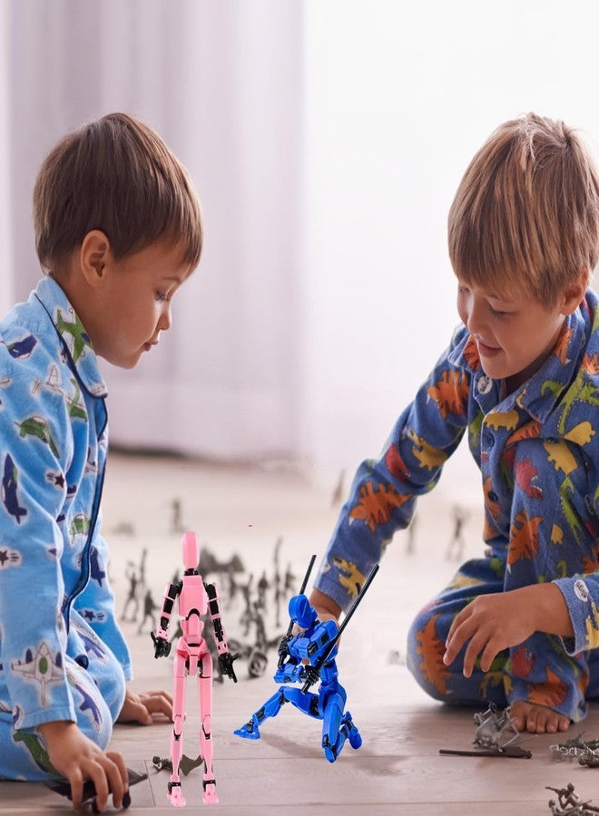 RAMONI 2 Pcs Action Figure, Dummy 13 Action Figure Toys, Polyarticular Movable Titan 13 Action Figure Action, Robot Toy 3D Printed Toys with 7 Accessories for Desktop Decor & Game Lovers - Image 2