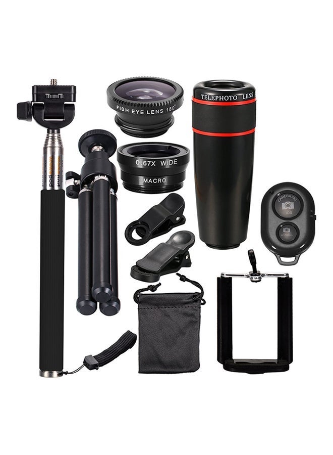 APEXEL 10-In-1 Phone Camera Lens Kit Black - Image 1