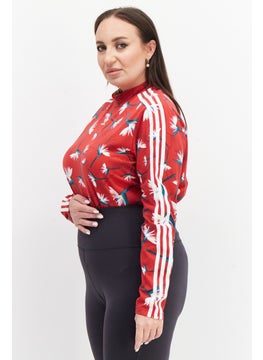 adidas Originals Women Plus Size Brand Logo Bodysuit, Red Combo  - Image 4