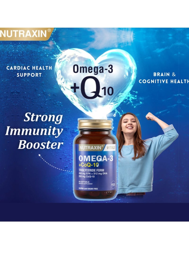 NUTRAXIN Nutraxin Omega-3 + CoQ-10 Maximum Potency Antioxidant and Fish Oil for Cardiac Support, Energy Metabolism 60 Tablets - Image 4