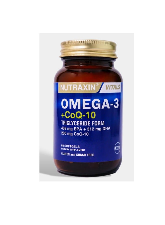 NUTRAXIN Nutraxin Omega-3 + CoQ-10 Maximum Potency Antioxidant and Fish Oil for Cardiac Support, Energy Metabolism 60 Tablets - Image 2