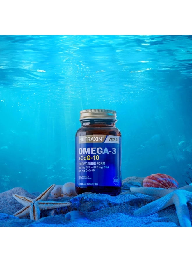 نوتركسين نوتراكسين أوميغا 3 + CoQ-10 أقصى قدر من مضادات الأكسدة وزيت السمك لدعم القلب واستقلاب الطاقة 60 قرصًا - Image 5