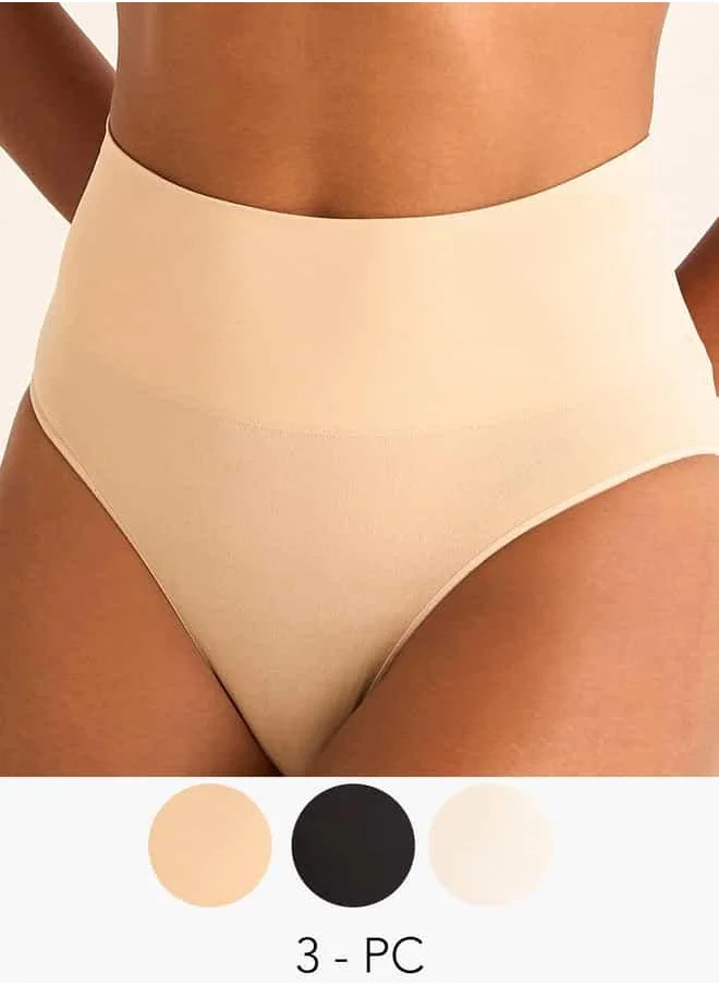 فاف Set of 3 - Assorted Shaping Briefs with Elasticated Waistband