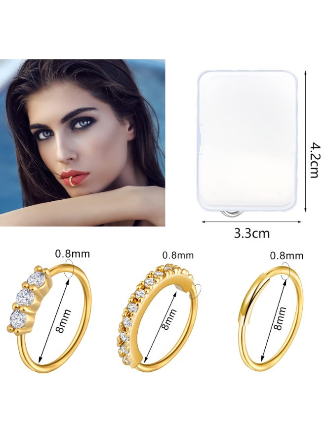 23-40 قطعة من حلقات وأزرار الأنف الذهبية – مقاس 18G و 20G – مجوهرات ثقب الأنف – شكل L، طوق وبرغي – مجوهرات للجسم للنساء والرجال - Image 4