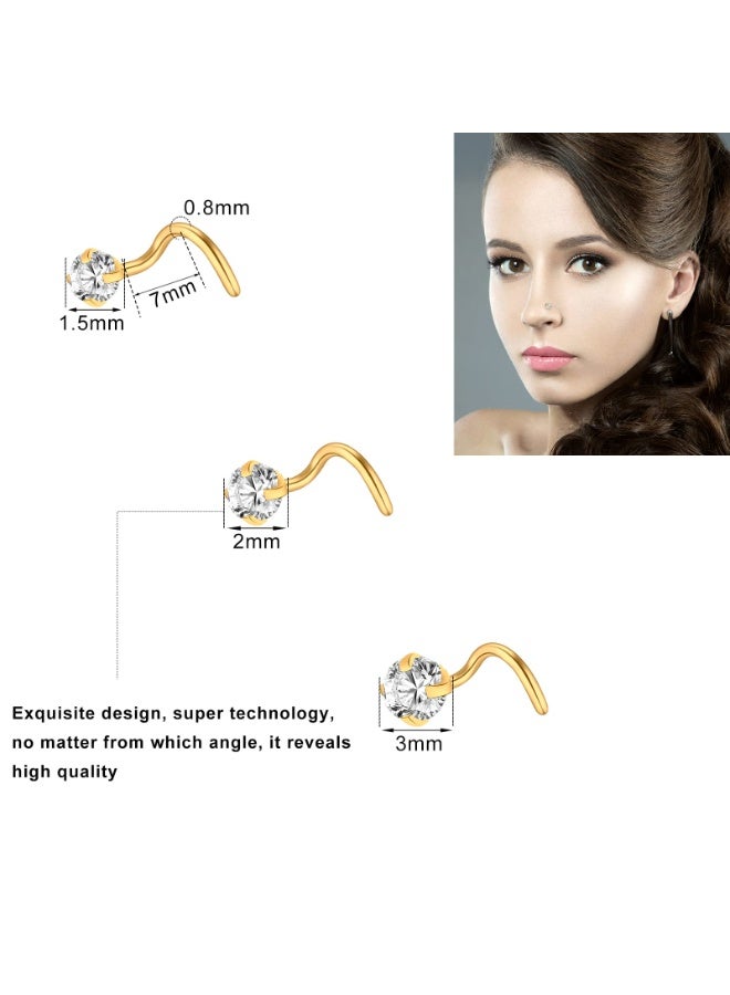 23-40 قطعة من حلقات وأزرار الأنف الذهبية – مقاس 18G و 20G – مجوهرات ثقب الأنف – شكل L، طوق وبرغي – مجوهرات للجسم للنساء والرجال - Image 2
