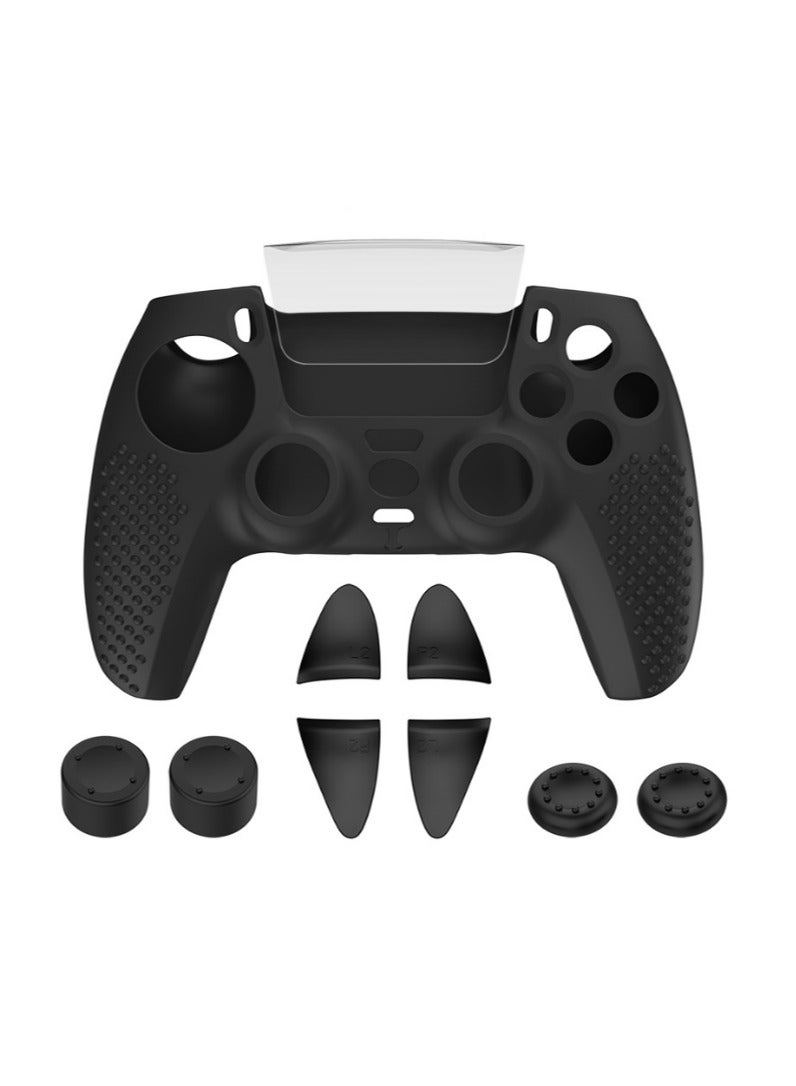 PS5 Controller Skin, Anti-Slip Soft Silicone Protective Cover Case for PlayStation 5 DualSense Wireless Controller, 1Pack with 4 Thumb Grip Caps and L2R2 Trigger Extenders