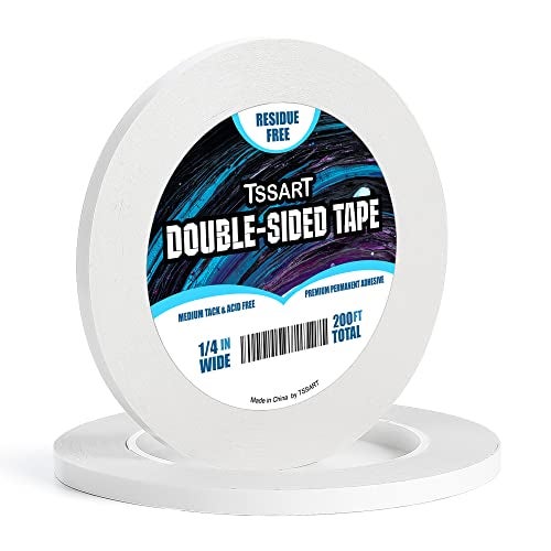 TSSART Ultra-Thin Permanent Double-Sided Tape - Double Sided Adhesive Sticky Tape for Arts, Crafts, Photography, Scrapbooking, Tear-by-Hand - Acid Free 1/4 Inch Wide 200FT Long Total - Image 1