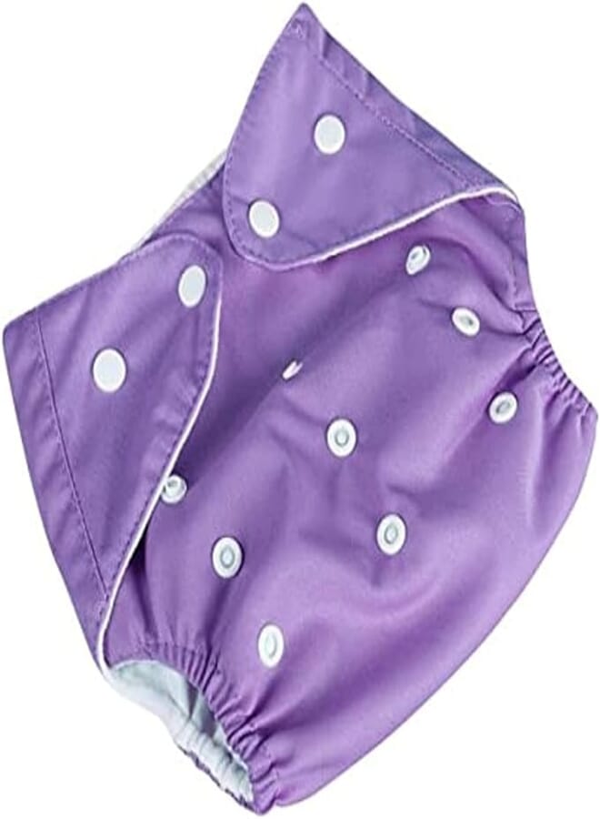 Reusable Wash and Training Cloth Diaper - Adjustable Size - with 4 Cotton - (0-2+) (3K-12lb) (Purple)