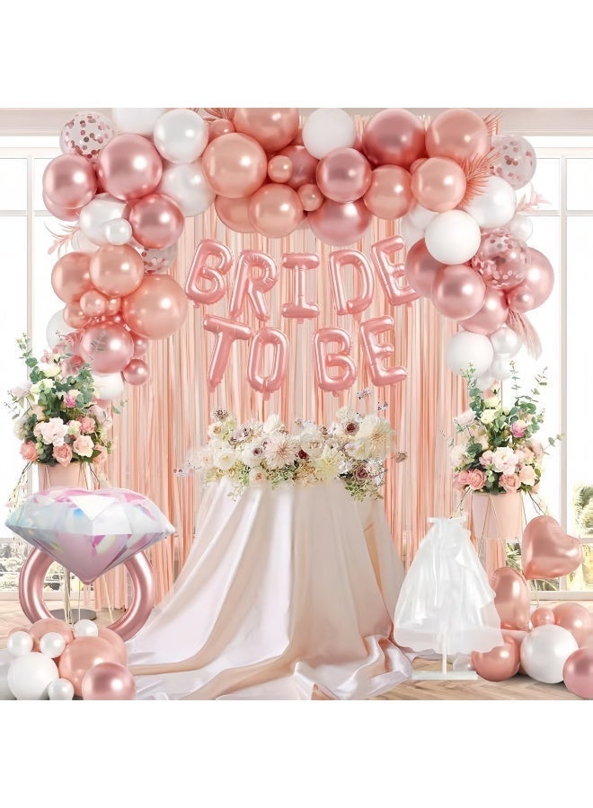 عالم البالونات مجموعة من 89 لافتة زينة للعروس باللون الذهبي الوردي، وخلفية مزينة بشراشيب، وبالونات احتفالية برسالة بخط اليد، وحفلات زفاف رومانسية، وحفلات خطوبة بمناسبة الذكرى السنوية - Image 2
