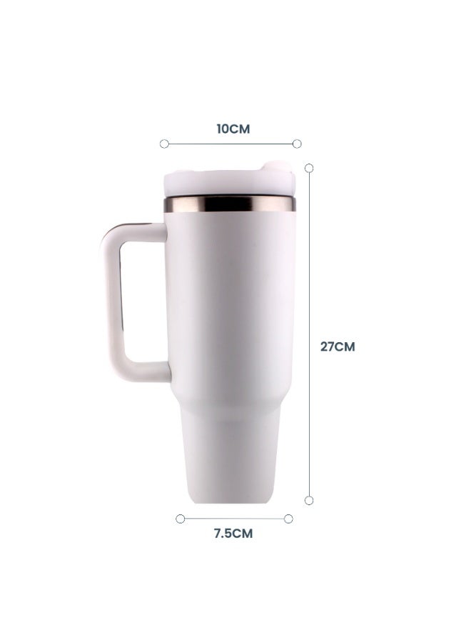 CRAVISTA 40 Oz Insulated Tumbler with Straw Stainless Steel Water Bottle for Kids and Adults | Vaccum Travel Mug, Leak Proof Flask for Hot & Cold | Sports Bottle for Men, Women (White) - Image 5