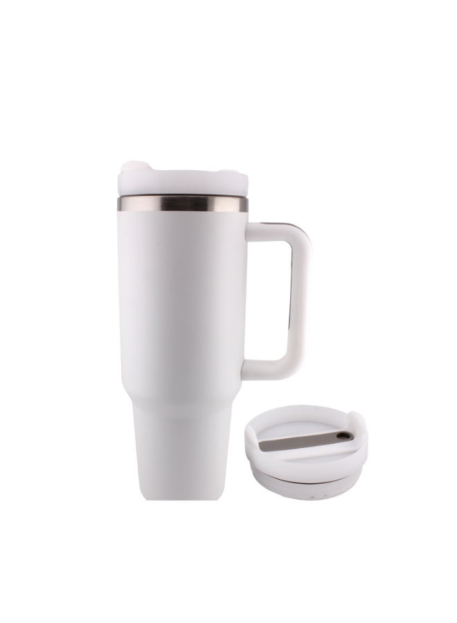 CRAVISTA 40 Oz Insulated Tumbler with Straw Stainless Steel Water Bottle for Kids and Adults | Vaccum Travel Mug, Leak Proof Flask for Hot & Cold | Sports Bottle for Men, Women (White) - Image 2