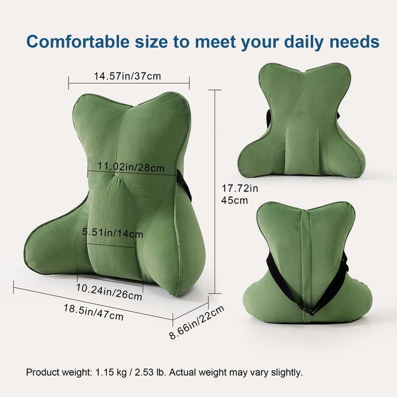 Ailuteie Lumbar Support Pillow(Pat. Pend) for Lower Back Pain Relief â€“ Multi-Functional Ergonomic Lumbar Cushion, Reading Pillow for Office Chair, Car Seat & Sofa,Olive Green - Image 2
