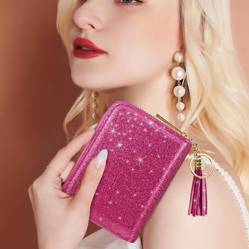 Coco Rossi Women's Small Credit Card Wallet RFID Glitter Cute Credit Card Holder Wallets for Women - Image 5