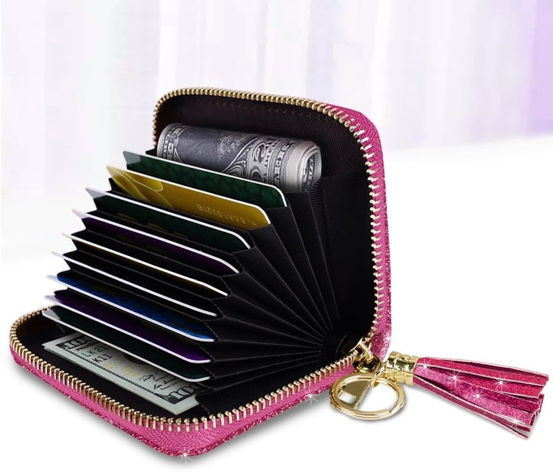 Coco Rossi Women's Small Credit Card Wallet RFID Glitter Cute Credit Card Holder Wallets for Women - Image 2