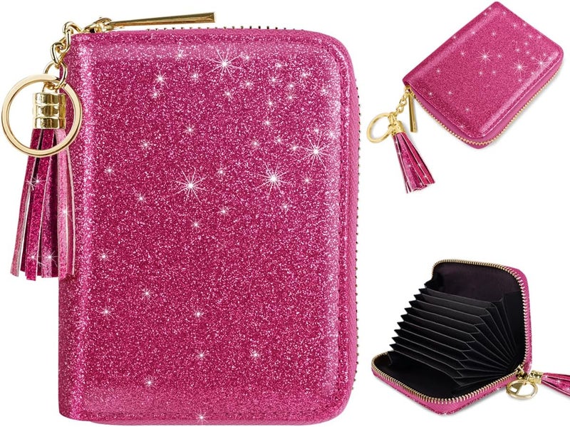 Coco Rossi Women's Small Credit Card Wallet RFID Glitter Cute Credit Card Holder Wallets for Women - Image 1