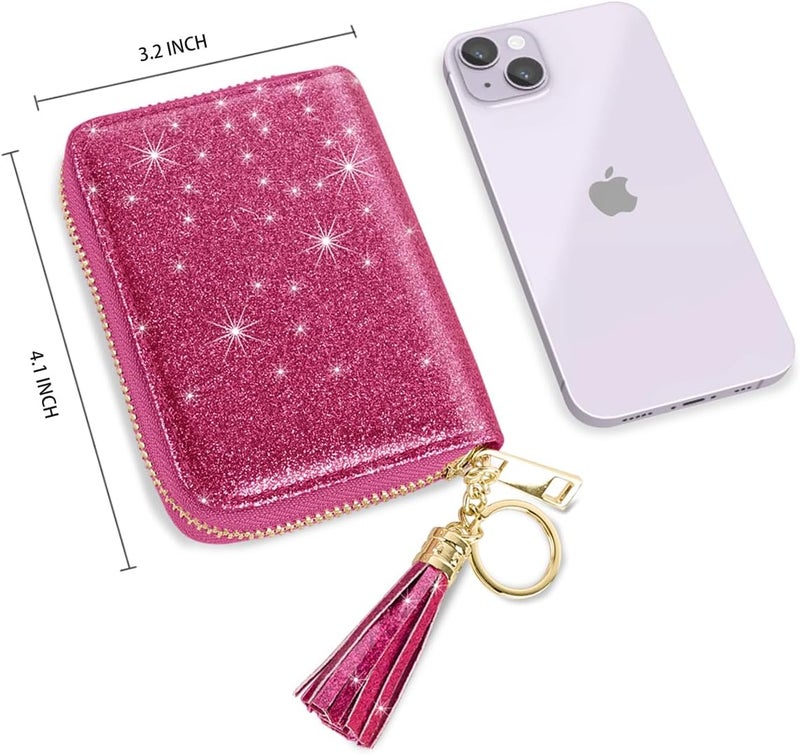 Coco Rossi Women's Small Credit Card Wallet RFID Glitter Cute Credit Card Holder Wallets for Women - Image 3