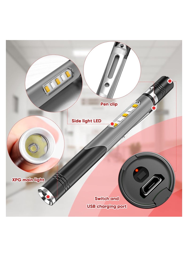KASTWAVE Rechargeable LED Pen Light 2-Pack with COB Light - 4 Modes, Super Bright 500 Lumens Pocket Flashlight, Waterproof, Ideal for Indoor, Outdoor, Work, Repair, Emergency, Nurses, and Doctors  - Image 5