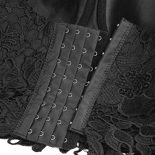 ELLACCI Women's Floral Lace Bustier Crop Top Gothic Corset Bra Tops Black Large - Image 5
