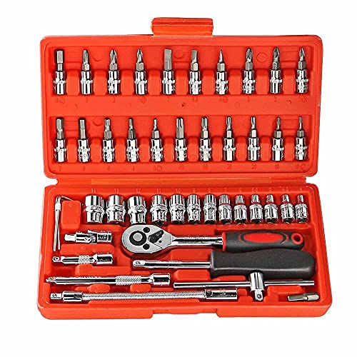 Shopper52 Metal 46 PCS Screwdriver Kit And Multi-Purpose Combination Tool Case Precision Socket Set | Durable Wrench Tool Set | For DIY Projects, Automotive, Furniture & Appliance - 46Pctk - Image 1