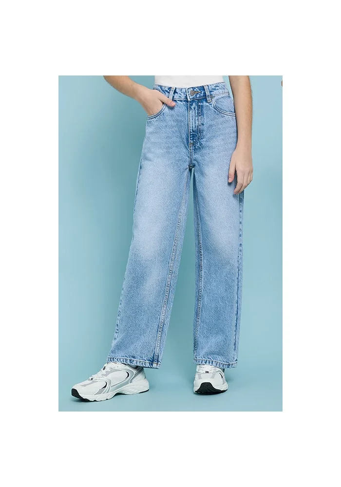 أر أند بي Faded Straight Fit Jeans with Button Closure
