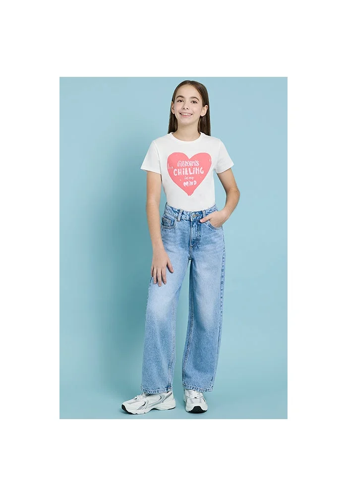 أر أند بي Faded Straight Fit Jeans with Button Closure