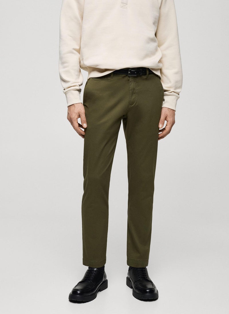 Mango Man - Prato Cropped Tapered Chino Trousers - Image 1