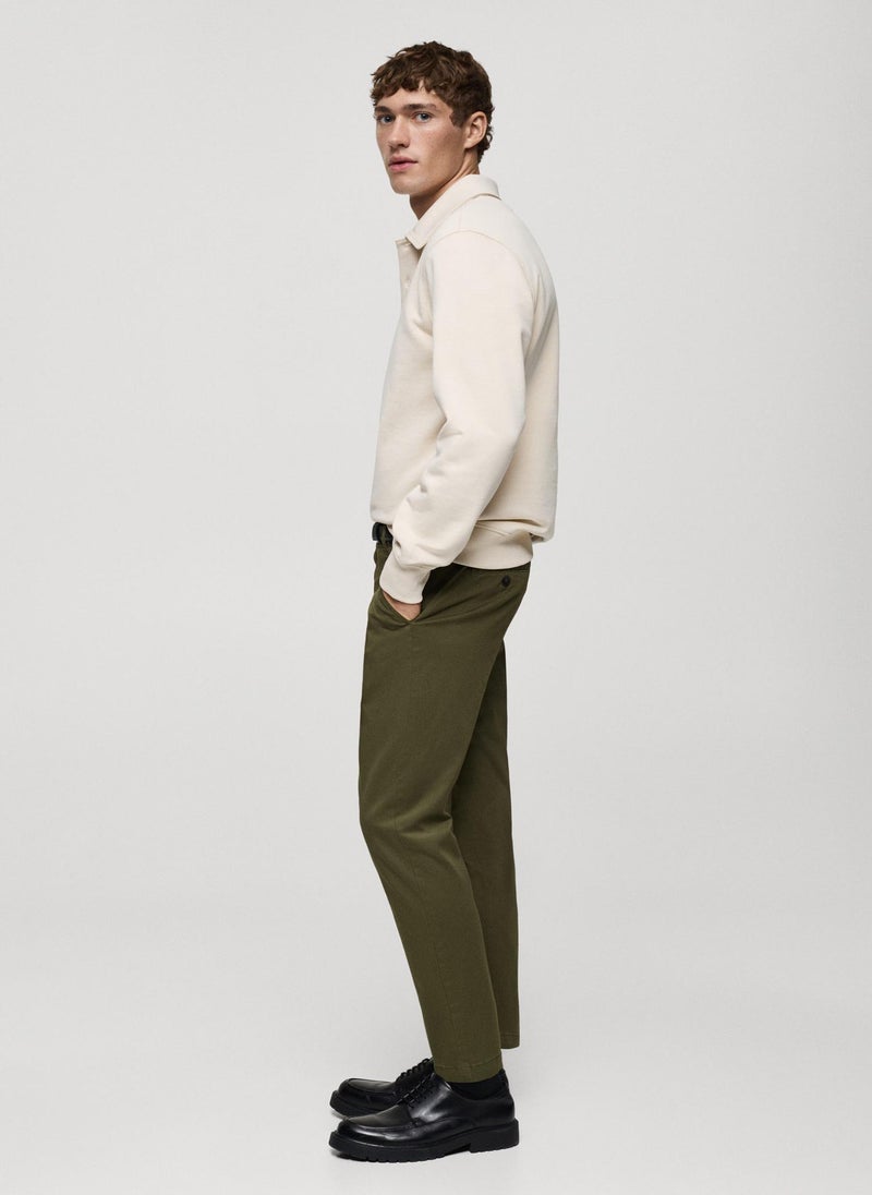Mango Man - Prato Cropped Tapered Chino Trousers - Image 1