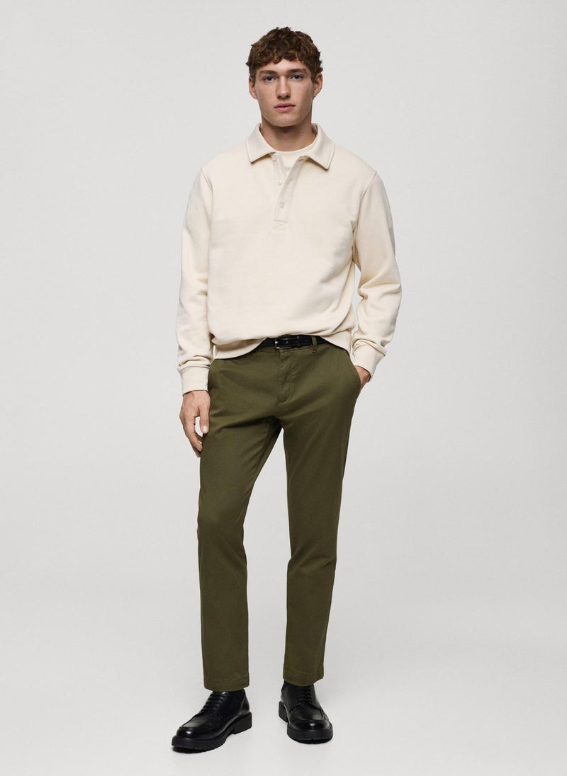 Mango Man - Prato Cropped Tapered Chino Trousers - Image 1