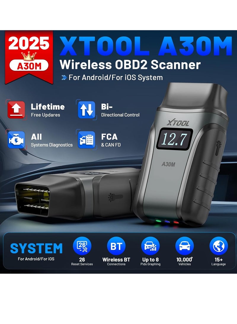 XTOOL Wireless OBD2 Scanner XTOOL Anyscan A30M V2.0, 2025 Bidirectional Scan Tool with Free Updates, 26 Resets, All System Diagnostic Tool for Android & iPhone - Image 5