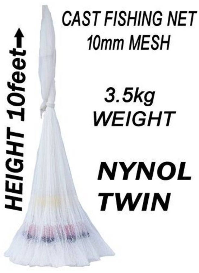 A TO Z A to Z CAST FISHING NET, HEIGHT 10feet, ROUND 46feet, 10mm MESH, WEIGHT 3.5kg. Fishing Net  (White)  - Image 1