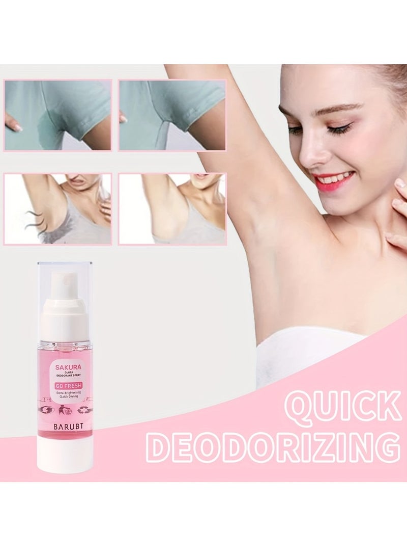 BARUBT بخاخ مزيل العرق ساكورا غلوتا بخاخ مزيل العرق تحت الإبط منعش مضاد للتعرق تفتيح إضافي يجف بسرعة مزيل للروائح نظيف تحت الإبط مزيل لرائحة الجسم بخاخ إزالة رائحة العرق 35 مل - Image 3