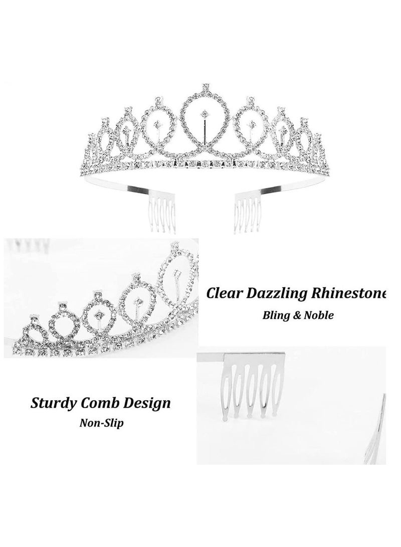 VITION Birthday Queen Sash and Crown, Happy Birthday Sash & Rhinestone Tiara Hair Ribbon, Sash with Crown Headband for Girls Women Party Celebrations (BG-B Silver) - Image 3
