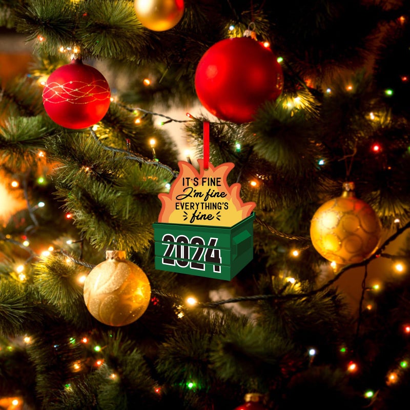PETCEE Funny Dumpster Fire Ornaments - 2024 Christmas Ornament Its Fine Im Fine Everything's Fine Ornaments for Christmas Tree Decoration Christmas Keepsake Gifts for Family Friends - Image 4