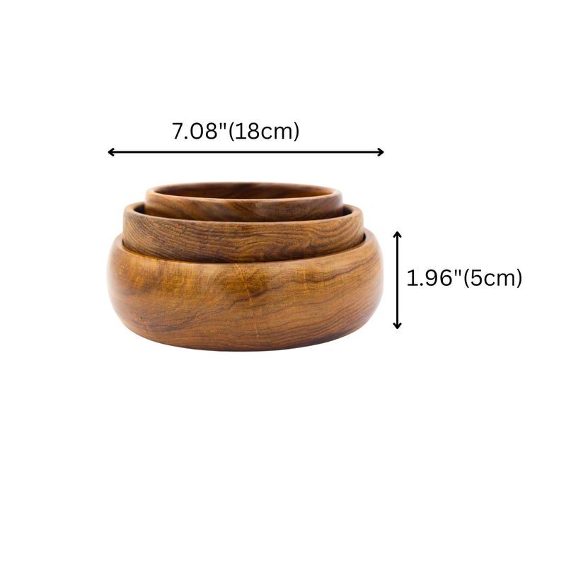 NATRIEL Stunning Wooden Bowl Set - Three Elegant Bowls for Serving and Display Bowl Serving Set (Pack of 3) - Image 4